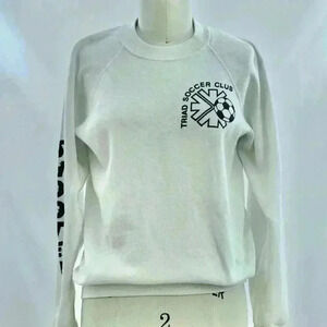 Vintage 80s White Soccer Club 50/50 Sweatshirt